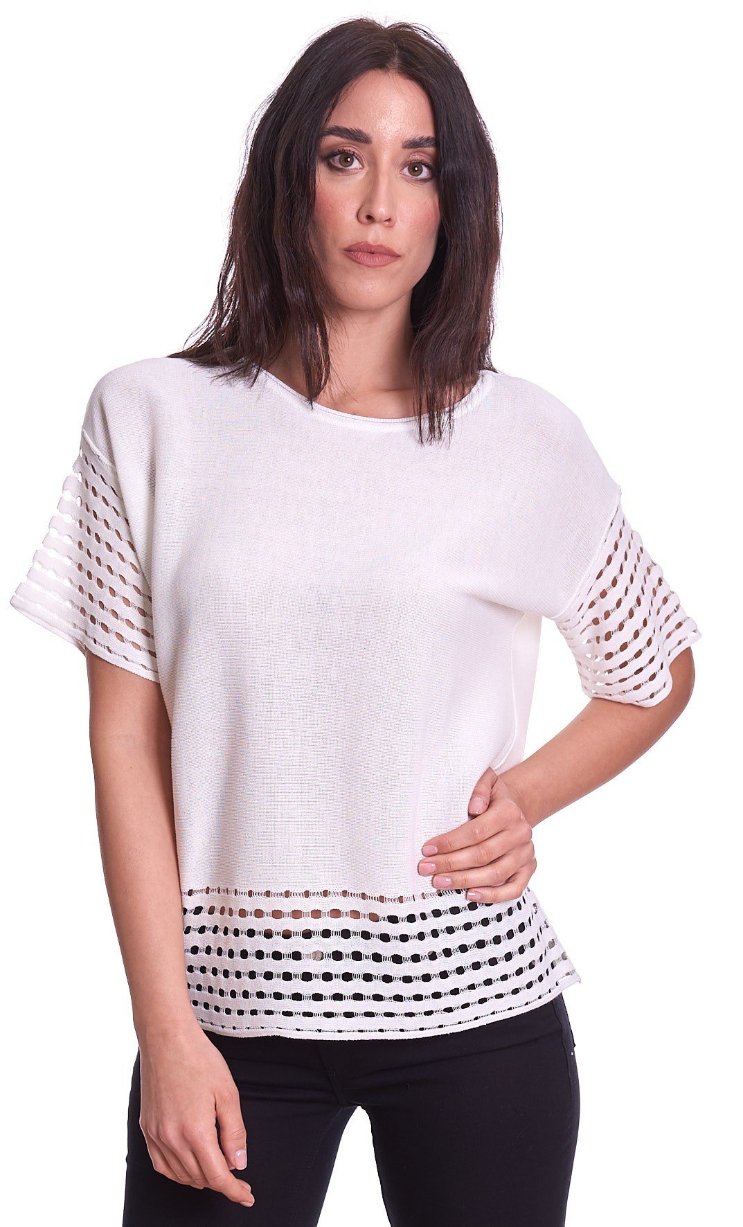 Women S Maria Bellentani Sweater With Perforated Edges