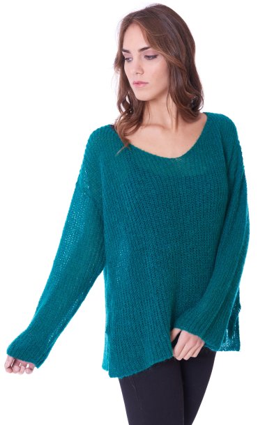 WOMEN'S OVER SWEATER YPNO ROUND NECK GREEN