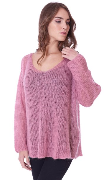 OVER SWEATER ROUND NECK PINK