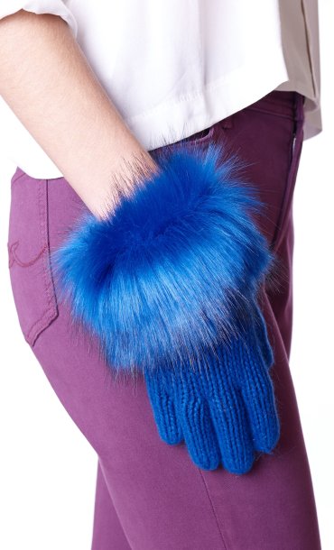 GLOVES WITH ECOFUR TRUSSARDI JEANS BLUETTE