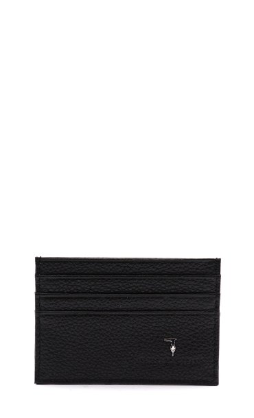 HAMMERED LEATHER CARD WALLET BLACK