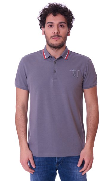 POLO CON COLLO A CONTRASTO TRUSSARDI JEANS DA UOMO GRIGIO