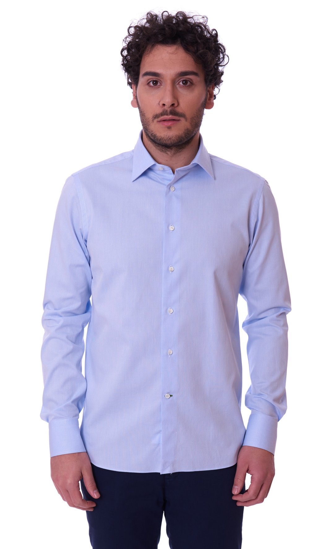 Men's textured shirt Brancaccio blue sky slim fit KS67602