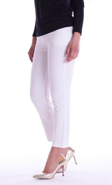 CHINOS PANTS LUCKYLU IN STRETCH COTTON WHITE