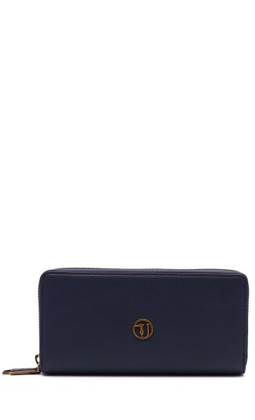 TRUSSARDI JEANS WALLET RABARBARO BLUE ZIP AROUND