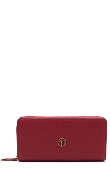 TRUSSARDI JEANS WALLET RABARBARO BORDEAUX ZIP AROUND