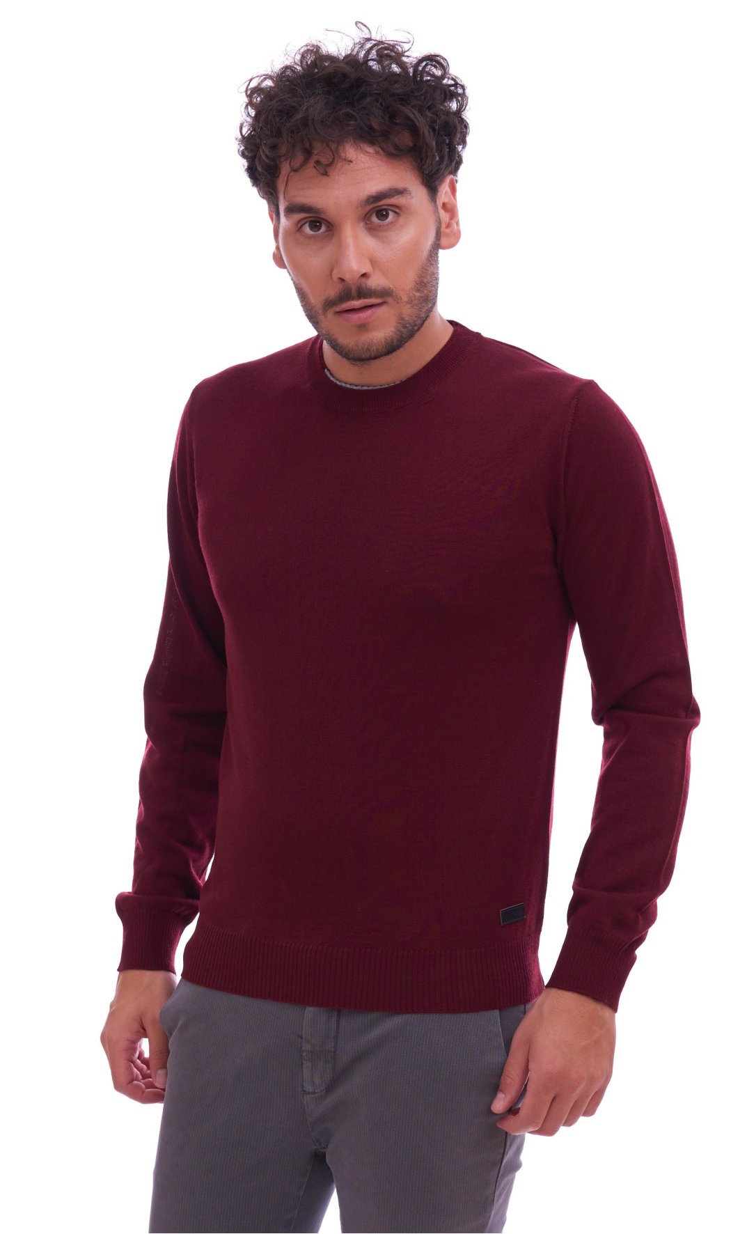 Trussardi men's bordeaux roundneck sweater - 52M00169 | Made in Italy