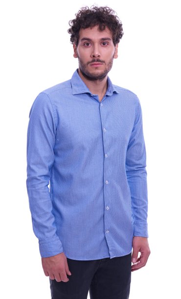 PRINTED SHIRT MASTRICAMICIAI SLIM FIT BLUE SKY