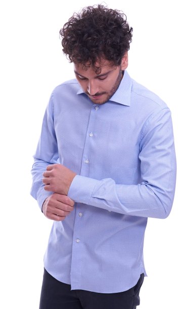 FANTASYSHIRT BRANCACCIO SLIM FIT BLUE SKY WITH ITALIAN COLLAR