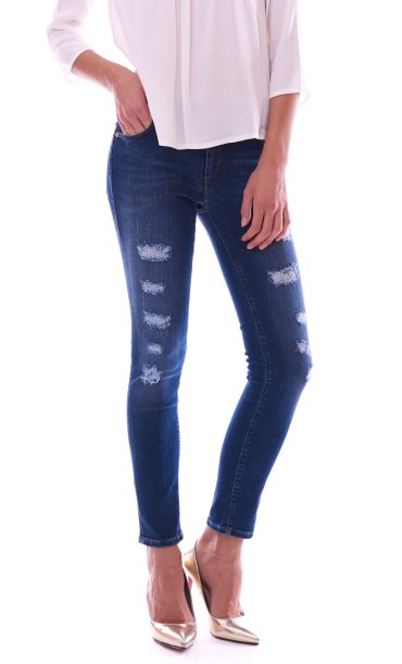 RIPPED JEANS 206 SUPER SKINNY TRUSSARDI JEANS BLU