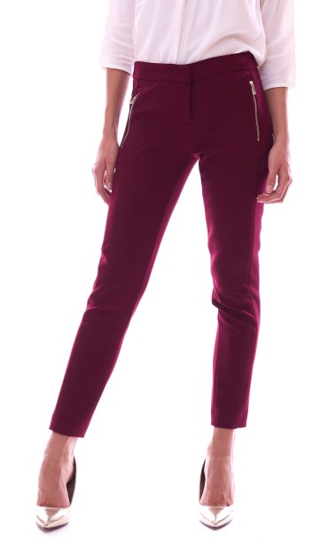 PANTALONE SIGARETTA CON ZIP TRUSSARDI JEANS BORDEAUX