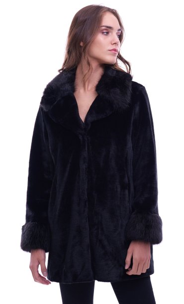 LUCKYLU ECOFUR BLACK COAT