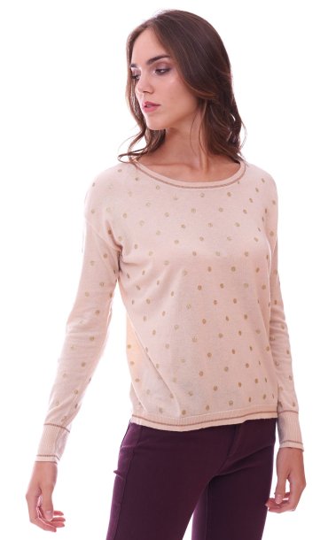 LUCKYLU SWEATER WITH GLITTER POIS BEIGE