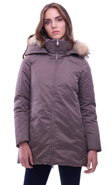 DOWN JACKET PARKA ADD WITH HOOD AND FUR TURTLEDOVE