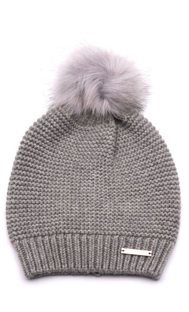 TRUSSARDI JEANS HAT WITH PON PON GREY