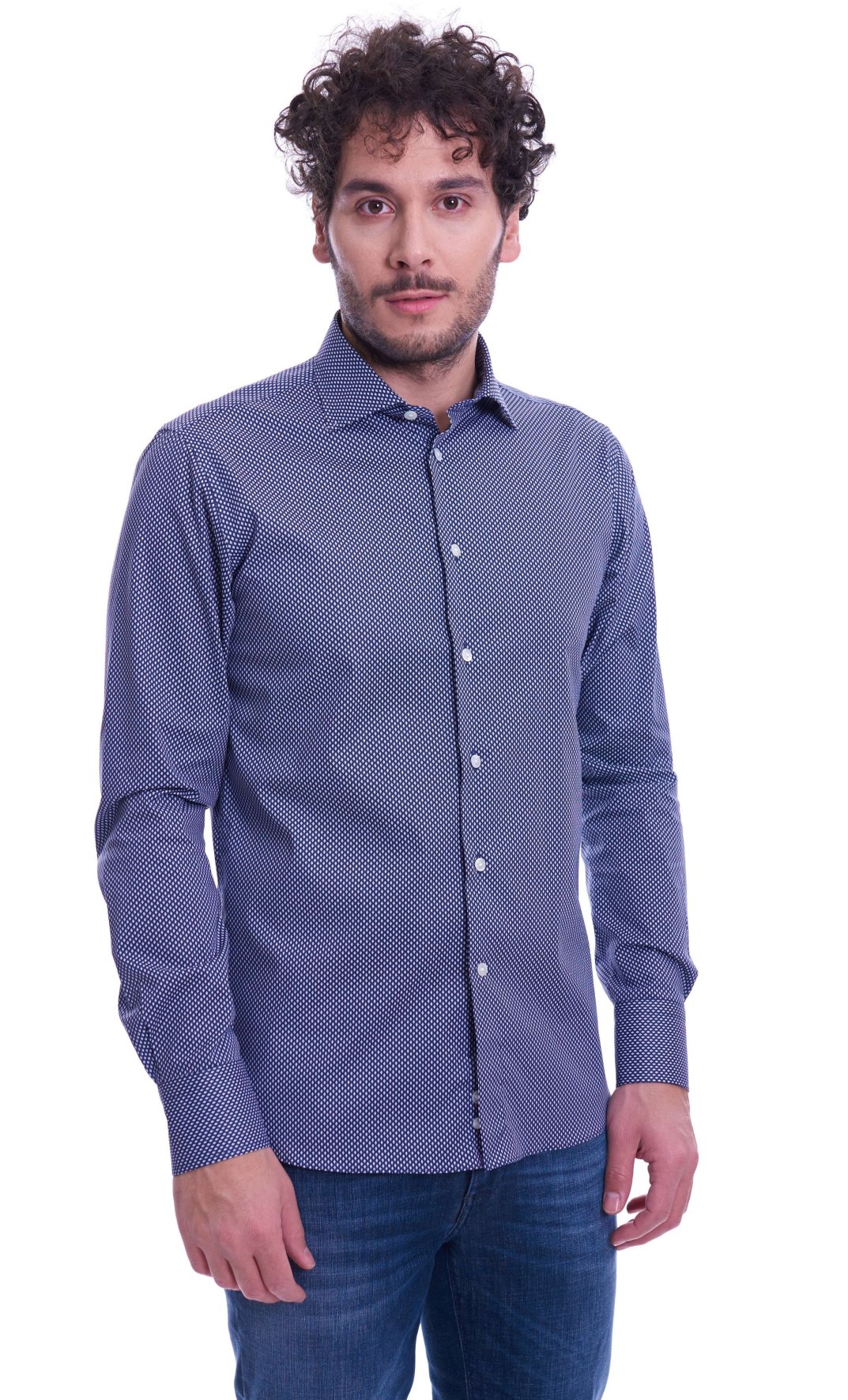 Men's fantasy shirt Brancaccio blue slim fit BT47202