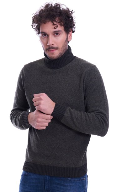 HIGH NECK SWEATER BROWN'S GREEN