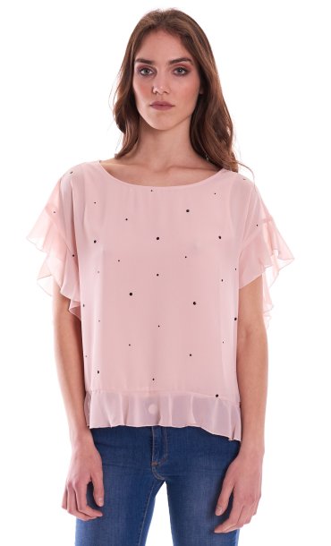 BLUSA LUCKYLU CON VOLANT E BORCHIE