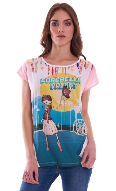 T-SHIRT LUCKYLU COACHELLA VALLEY BIANCA