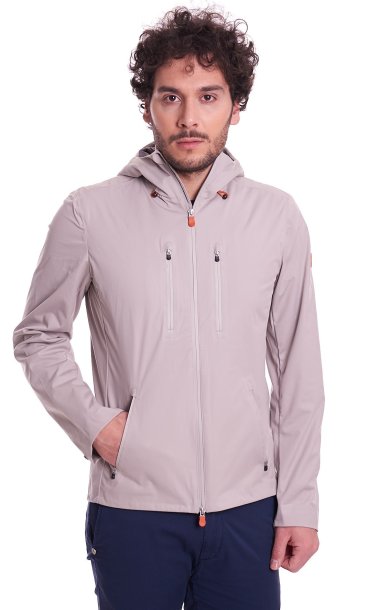 SAVE THE DUCK SHORT JACKET WITH HOOD ICE GREY