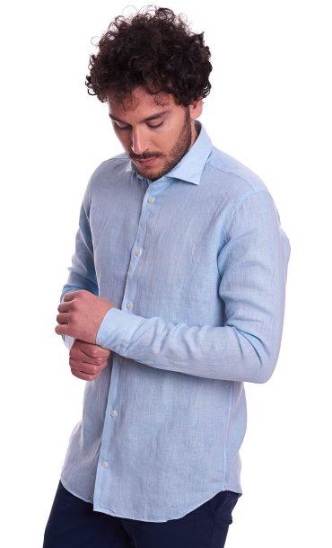 LINEN SHIRT MASTRICAMICIAI SLIM FIT WITH ITALIAN COLLAR