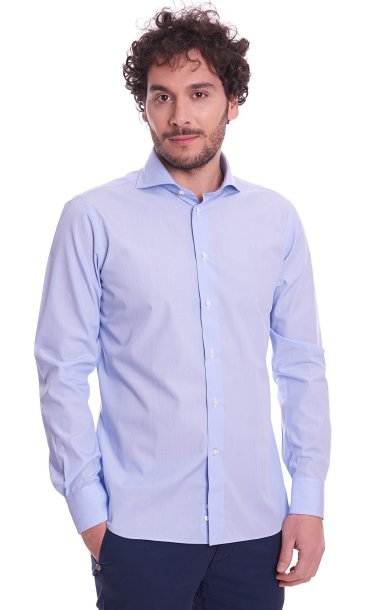 STRIPED SHIRT BRANCACCIO SLIM FIT BLUE SKU FRENCH COLLAR