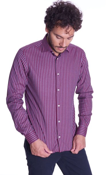 STRIPED SHIRT MASTRICAMICIAI REGULAR FIT BORDEAUX