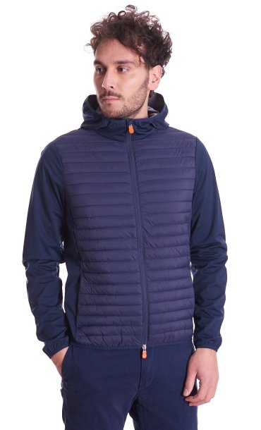 SAVE THE DUCK MIBAX SHORT JACKET BLUE WITH HOOD