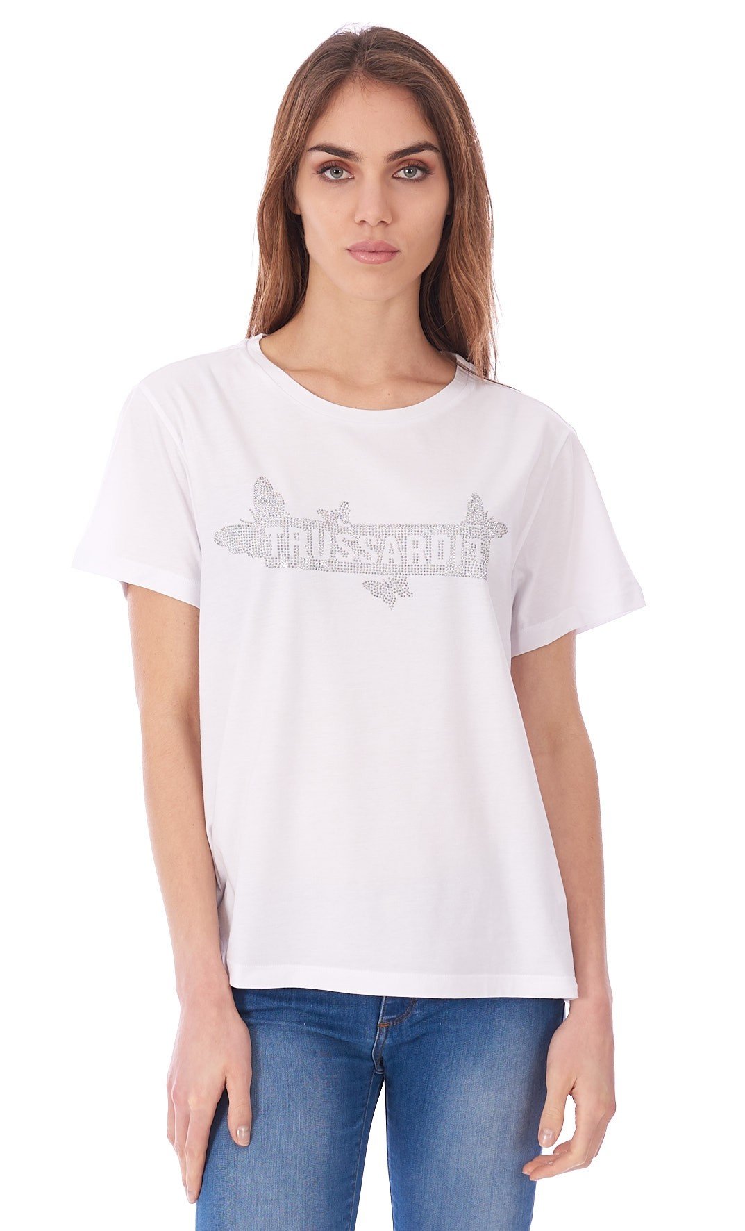 Women's Trussardi Jeans white t-shirt boxy fit 56T00232