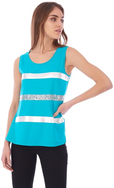 MARIA BELLENTANI STRIPED TOP WITH PAILLETTES