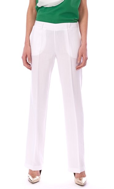 PANTALONE PALAZZO MARIA BELLENTANI TASCHE AMERICA BIANCO