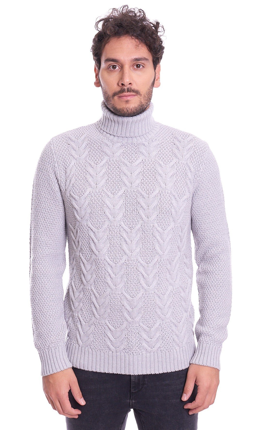 Men's turtleneck sweater Heritage pure merino wool grey