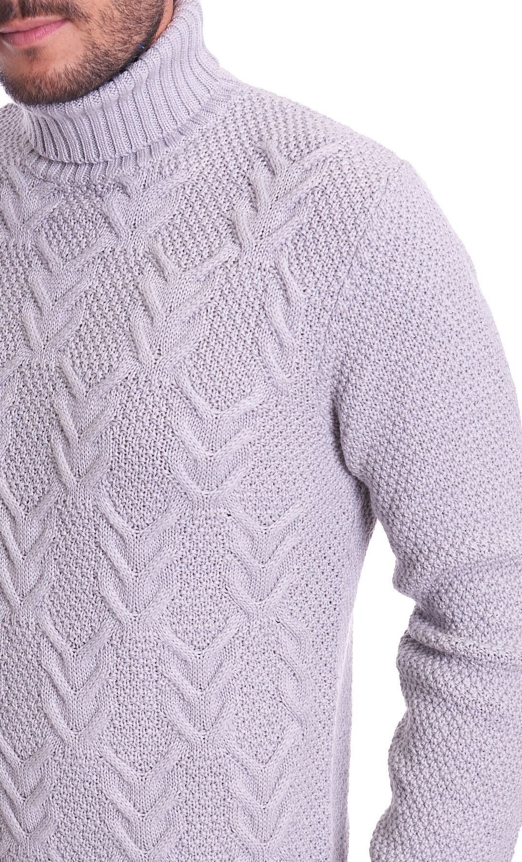 Men's turtleneck sweater Heritage pure merino wool grey