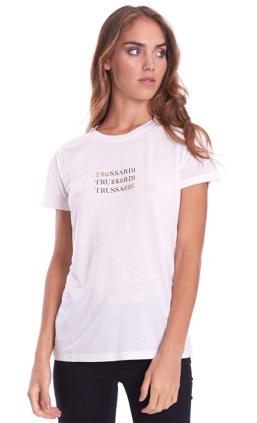 TRUSSARDI JEANS T-SHIRT WITH LETTERING