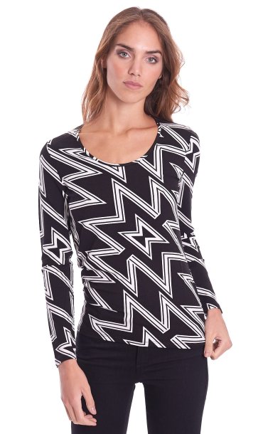 MAGLIA MARIA BELLENTANI ZIG ZAG NERA E BIANCA