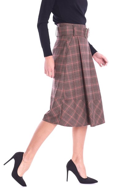 LUCKYLU CHECKED FLANNEL SKIRT WITH BELT