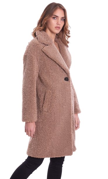 LUCKYLU ECOSHEARLING COAT CAMEL