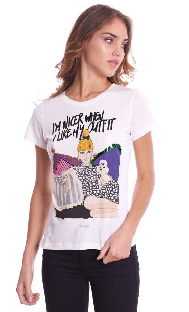 T-SHIRT LUCKYLU CON PIETRE BIANCA