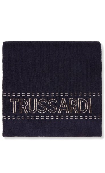 TRUSSARDI JEANS KNIT SCARF WITH CONTRASTING LOGO