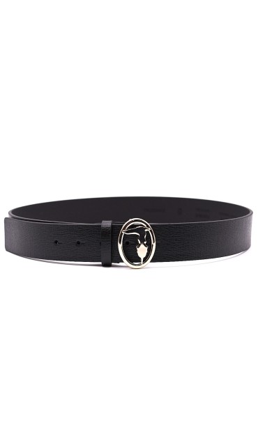 TRUSSARDI JEANS SAFFIANO LEATHER BELT WITH LOGO