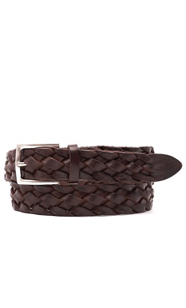 Men's brown braided leather belt Sergio Gavazzeni Made In Italy