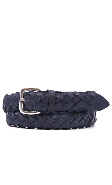 BRAIDED BLUE LEATHER BELT