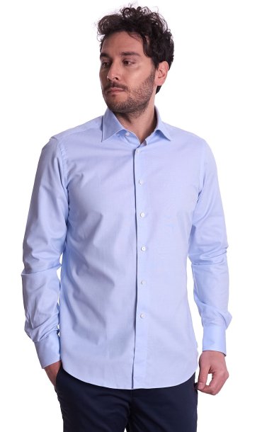 BLUE SKY MICRO FANTASY SHIRT BRANCACCIO SLIM FIT ITALIAN COLLAR