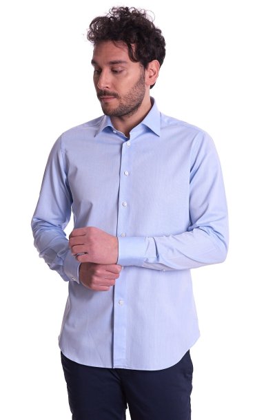 CAMICIA BRANCACCIO COLLO ITALIANO LAPO CELESTE