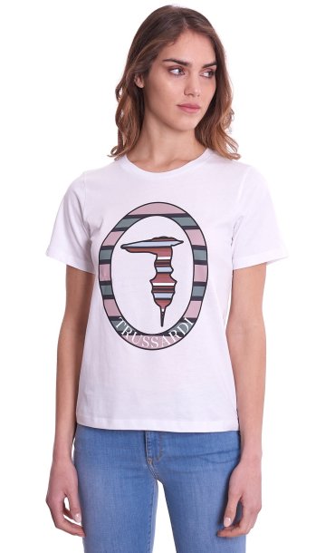 T-SHIRT TRUSSARDI WITH MULTICOLOR LOGO