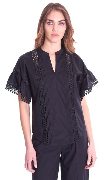 TWINSET BLOUSE WITH LACE BLACK