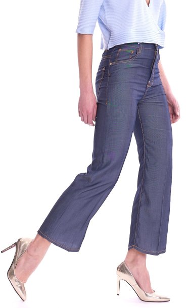 JEANS TRUSSARDI WIDE CROPPED BLU