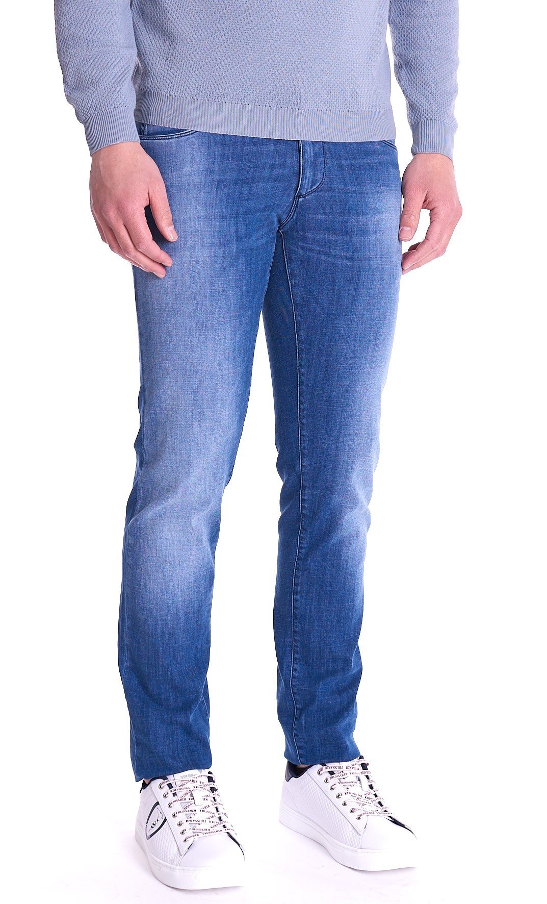 Men's Trussardi jeans 370 close washed denim super stretch blue