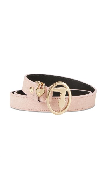 TRUSSARDI SUEDE BELT WITH LOGO PINK