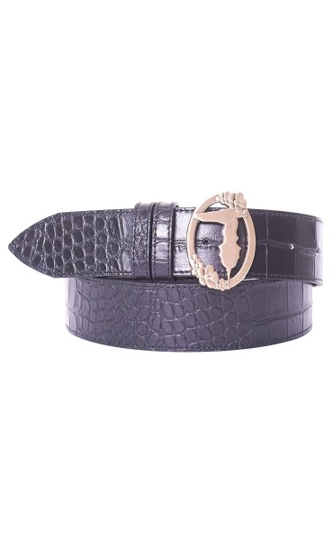 TRUSSARDI COCONUT LEATHER BELT WITH LOGO